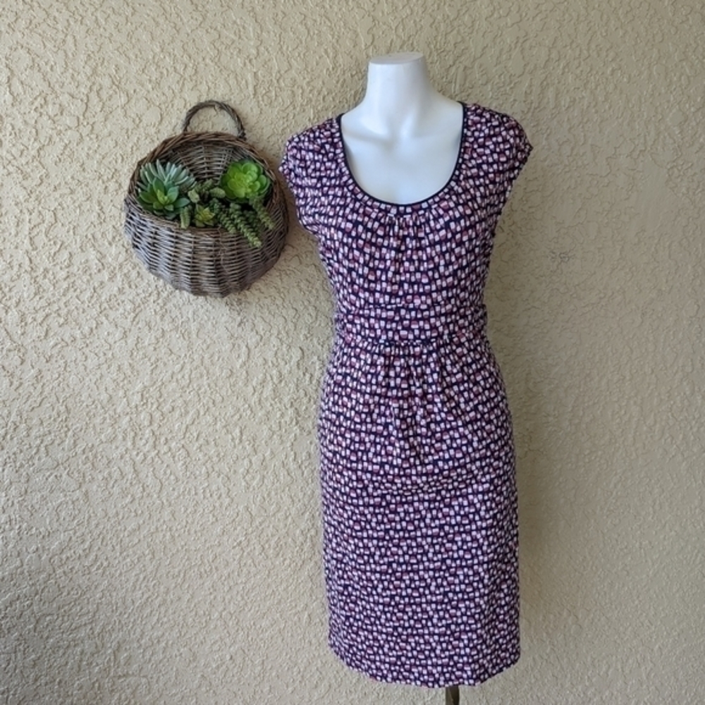 Boden Print Jersey‎ Dress with Pockets blue pink Size 6 Cotton Modal blend - Picture 2 of 8